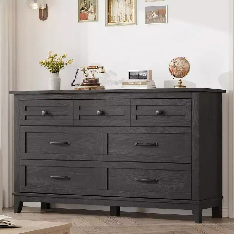 Garvee 7 Dresser for Bedroom, 54 Wide Drawer Dresser with Storage Freestanding, Wooden Closet Storage Chest for Living Room, Bedroom