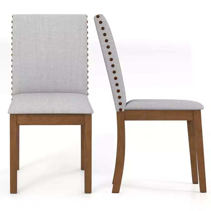 Costway Upholstered Dining Chairs Set of 2/4 with Nailhead Trim Rubber Wood Legs Padded Seat