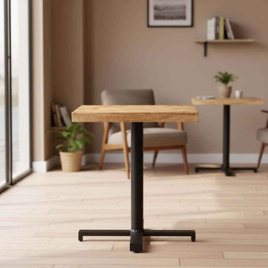 vidaXL Rough Mango Wood Bistro Table  Rustic-Style Square Table with Black Iron Base  for Indoor or Outdoor Use  Durable, Unique and Versatile