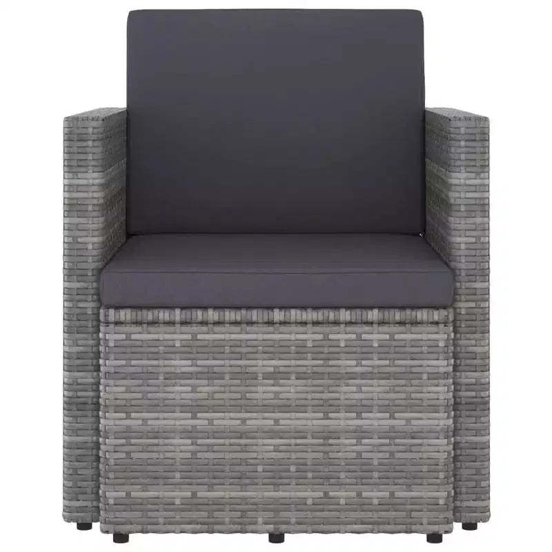vidaXL Stylish Patio Chair with Cushions - Weather-Resistant Poly Rattan Furniture for Outdoor Use - Gray