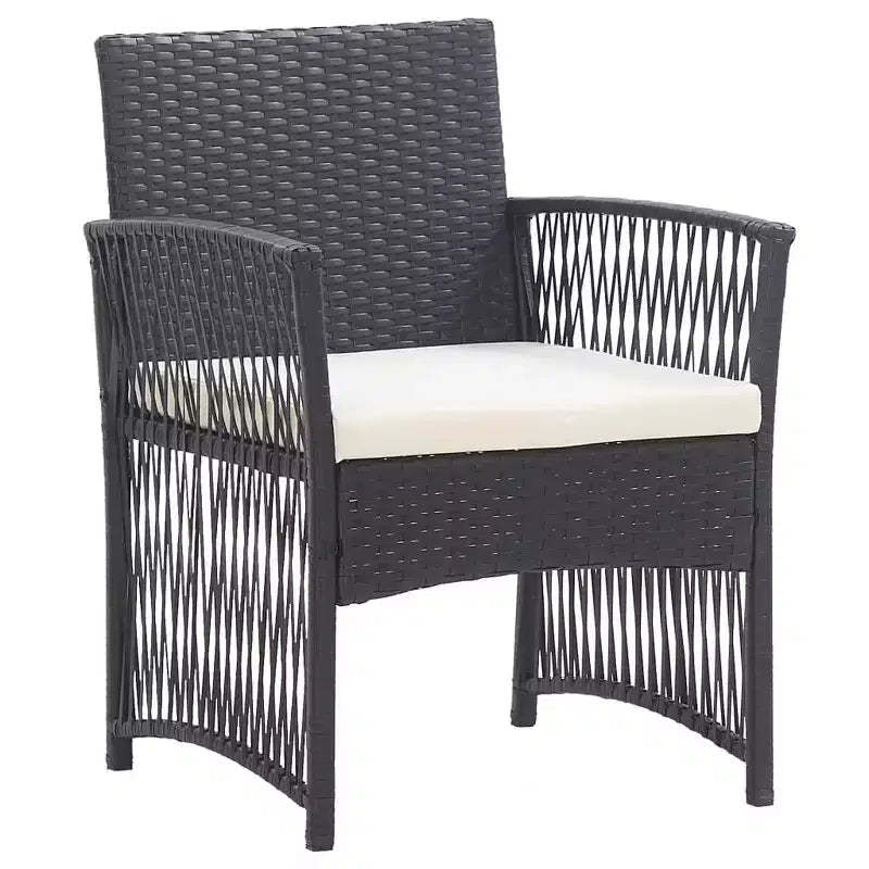 vidaXL Patio Chairs 2 Pcs Outdoor Patio Dining Chair with Cushions Poly Rattan - Black