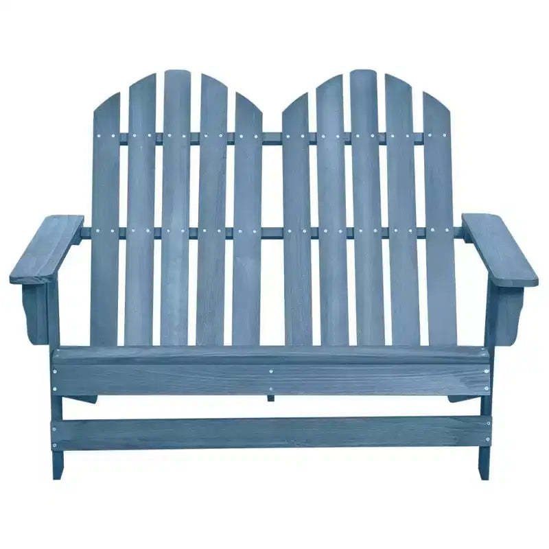 vidaXL 2-Seater Adirondack Garden Chair - Solid Fir Wood - Blue - Patio/Outdoor/Deck Seating - Weather Resistant - Ergonomic Design - Easy Maintenance