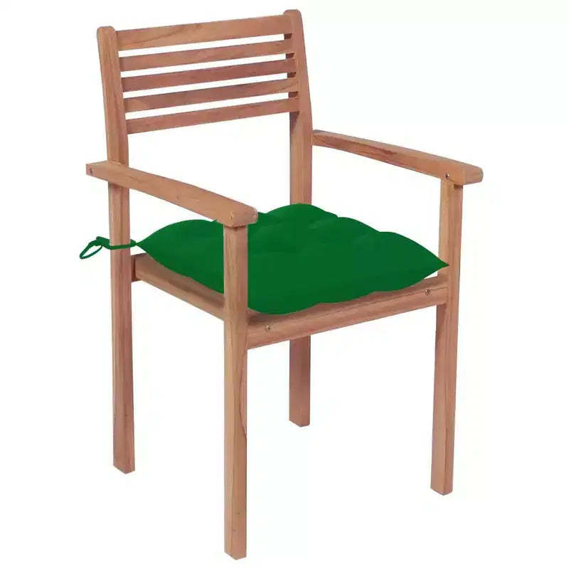 vidaXL Patio Chair Set of 2 Teak Solid Teak Wood Standard Stackable