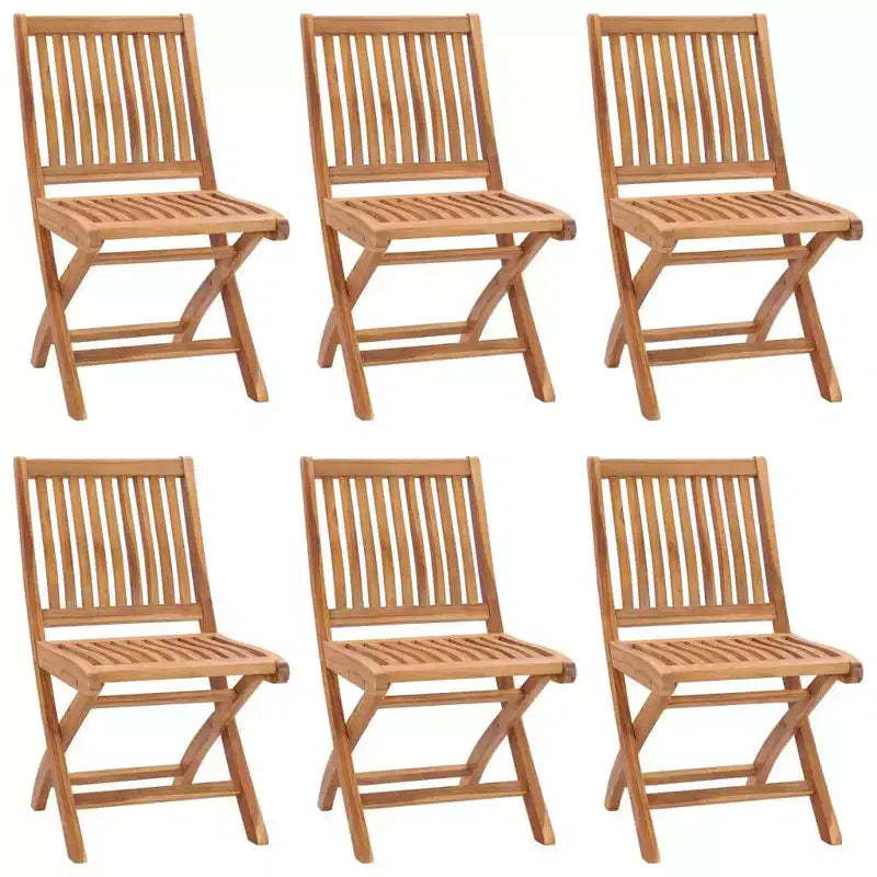 vidaXL Patio Chair Set of 6 Green Solid teak wood, Polyester 18.3 inches