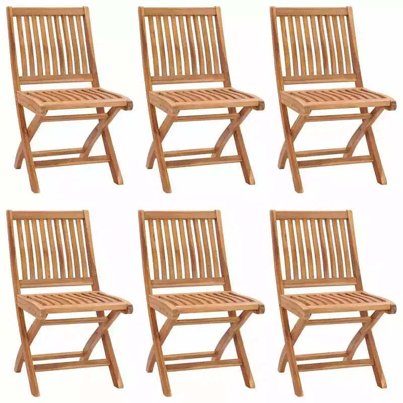 vidaXL Folding Patio Chairs with Taupe Cushions - 6 pcs Set, Solid Teak Wood Outdoor Garden Furniture, Easy Maintenance & Space Saving Design