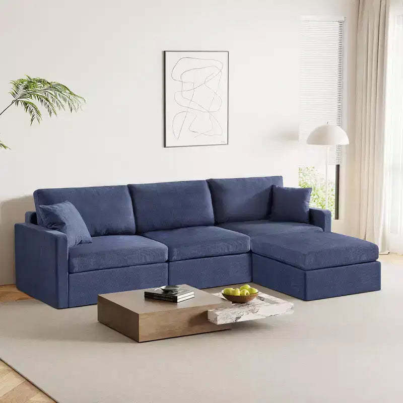 Dyonery 113 Modular Combo Sofa , Modern Convertible L-Shaped Combo Sofa for Living Room, 4-Seater Sofa Set