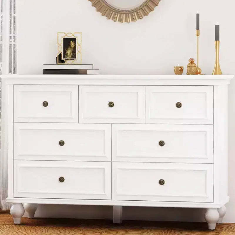 Vintage Dresser for Bedroom with 7 Drawers, Vintage Design Wood Drawer Dresser Chest of Drawers for Closet, Living Room, Hallway, Nursery