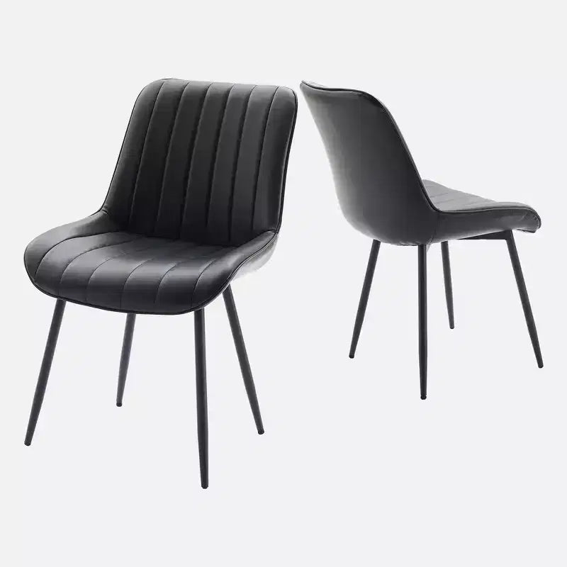 Dining Chairs Set of 2, Upholstered PU Leather Kitchen & Dining Chairs with Whale Backrest