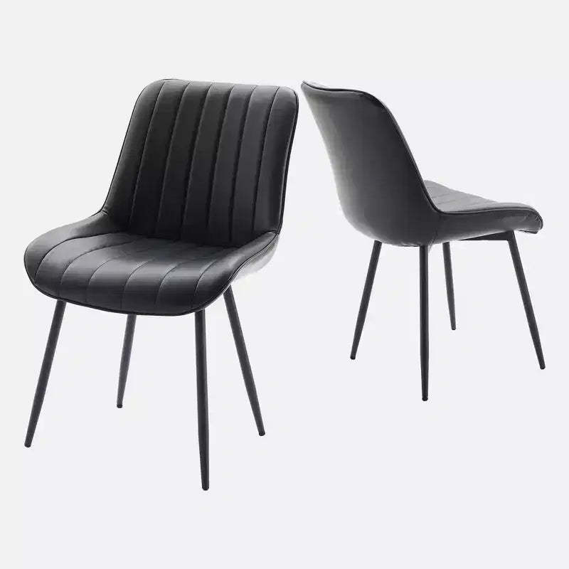 Dining Chairs Set of 2, Upholstered PU Leather Kitchen & Dining Chairs with Whale Backrest