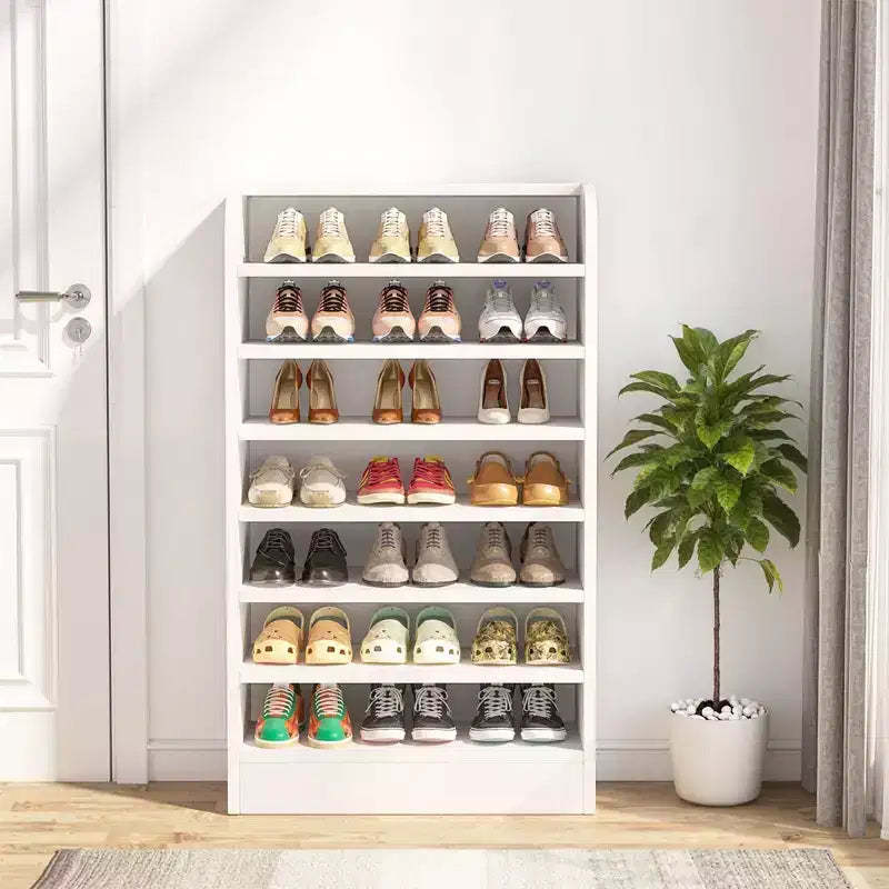 MAYEERTY 47.24H Wooden Shoe Cabinet, Sturdy E1 Particleboard Shoe Storage Rack for Hallway