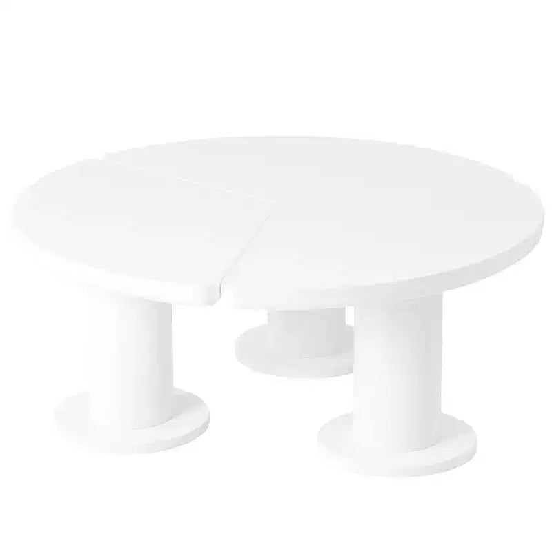 CLIHOME Round Petal-Shaped Coffee Table, Cream Style Center Table with 3 Thick Legs, Minimalist Irregular End Table with Sleek Round Edges