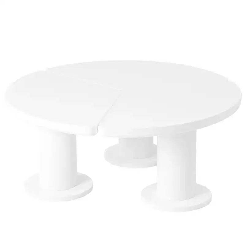 CLIHOME Round Petal-Shaped Coffee Table, Cream Style Center Table with 3 Thick Legs, Minimalist Irregular End Table with Sleek Round Edges