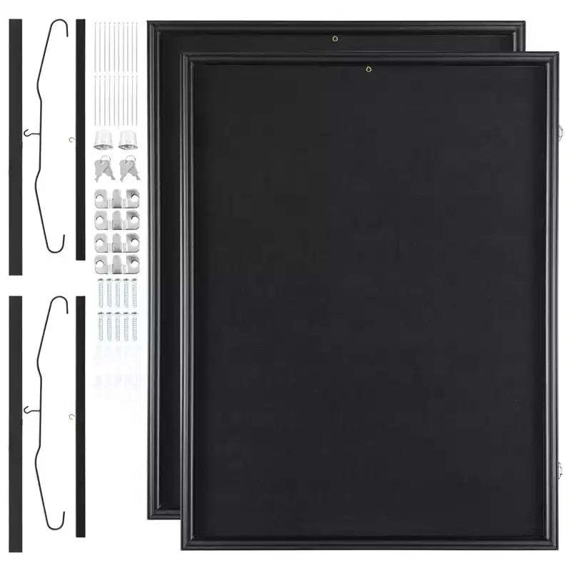 VEVOR 2PCs Jersey Display Frame Case, 23.3x31.2x1.5 in, Large Lockable Sport Jersey Shadow Box with 98% UV Protection PC Glass and Hangers, Black