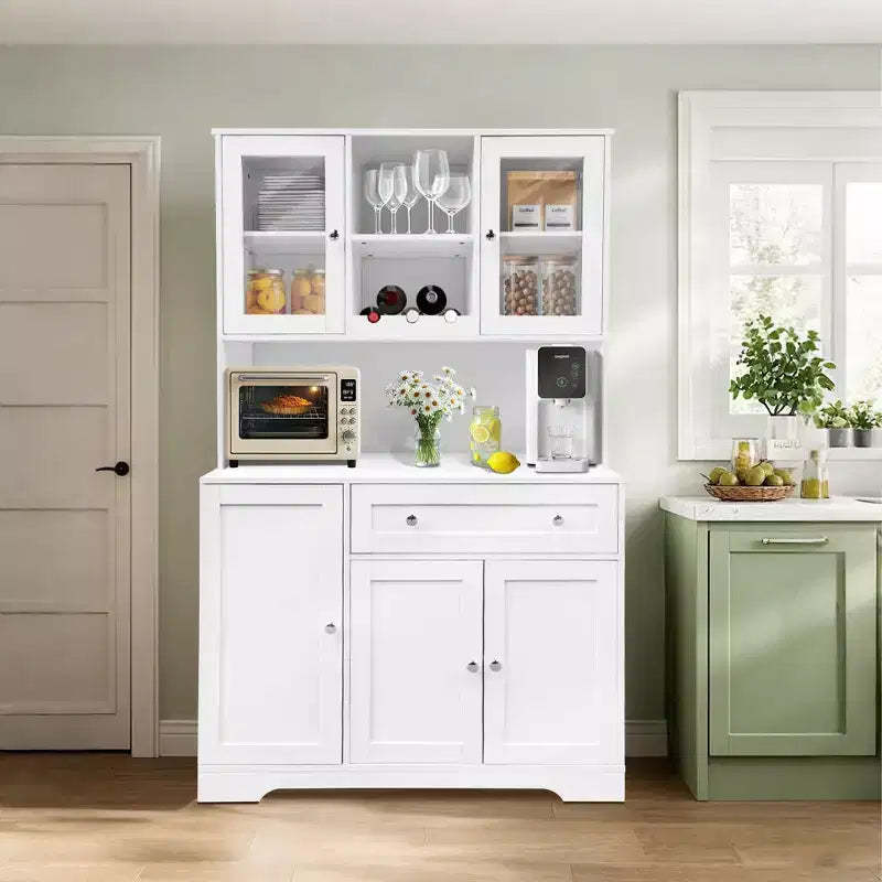 67.9 Tall Kitchen Pantry Cabinet, Freestanding Cupboard Storage Cabinet with Drawer, Kitchen Hutch Cabinet with Microwave Stand, Coffee Bar Cabinet