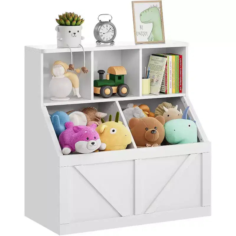 CuisinSmart Kids Toy Storage Organizer, Kids Bookshelf and Toy Storage, Toddlers Bookshelf Toy Organizer for Kids Rooms Nursery, White