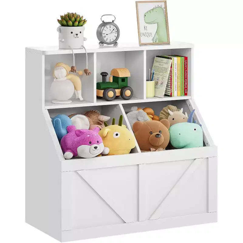 CuisinSmart Kids Toy Storage Organizer, Kids Bookshelf and Toy Storage, Toddlers Bookshelf Toy Organizer for Kids Rooms Nursery, White