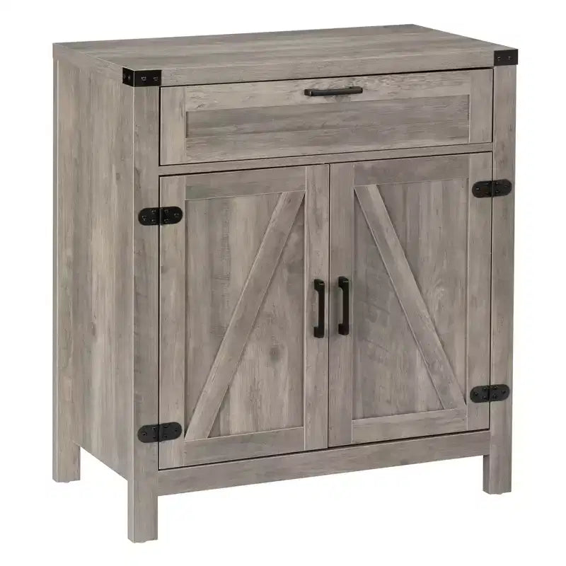 VINGLI Modern Farmhouse Sideboard Buffet Cabinet with Drawer, Storage Cabinet with Doors and Adjustable Shelves, Coffee Bar Station, Ash Grey
