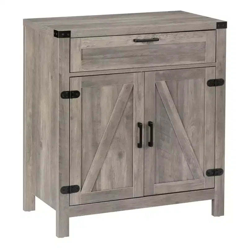 VINGLI Modern Farmhouse Sideboard Buffet Cabinet with Drawer, Storage Cabinet with Doors and Adjustable Shelves, Coffee Bar Station, Ash Grey