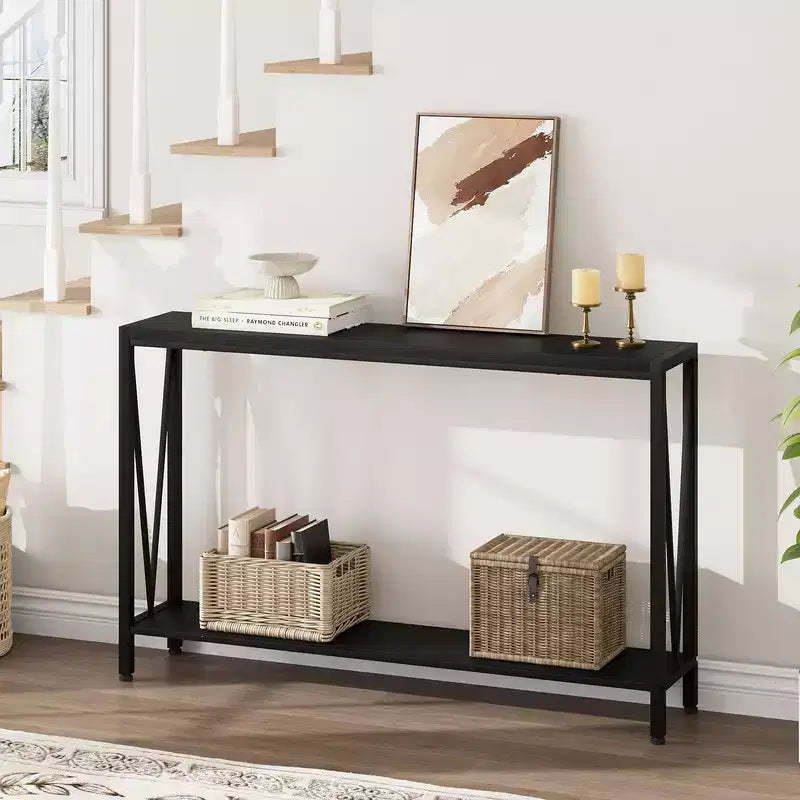 43 Console Table, 2-Tier Industrial Narrow Entryway Table , Sofa Table, Console Tables for Entryway