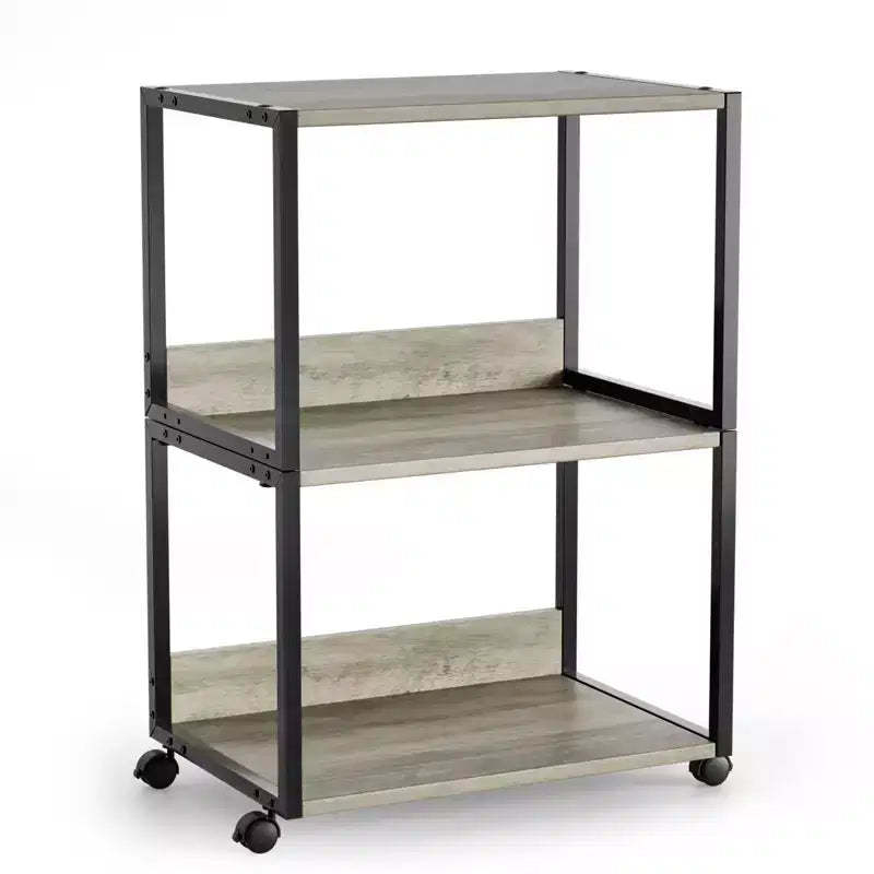 VINGLI 3 Tier Rolling Printer Stand with Storage, Desktop Printer Shelf for Home/Office Organizer(Oak)