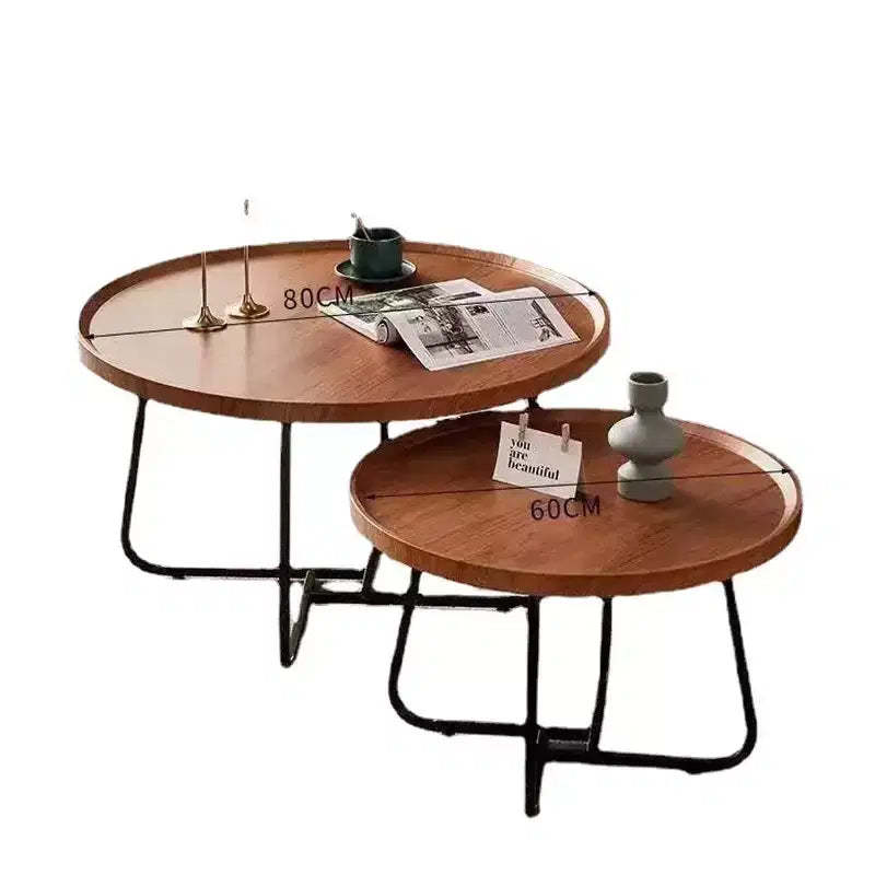 CuisinSmart Small Nesting Coffee Table Set of 2 Round Coffee Table Mid Century Modern Centre Table Easy Assembly Circle Coffee Tables