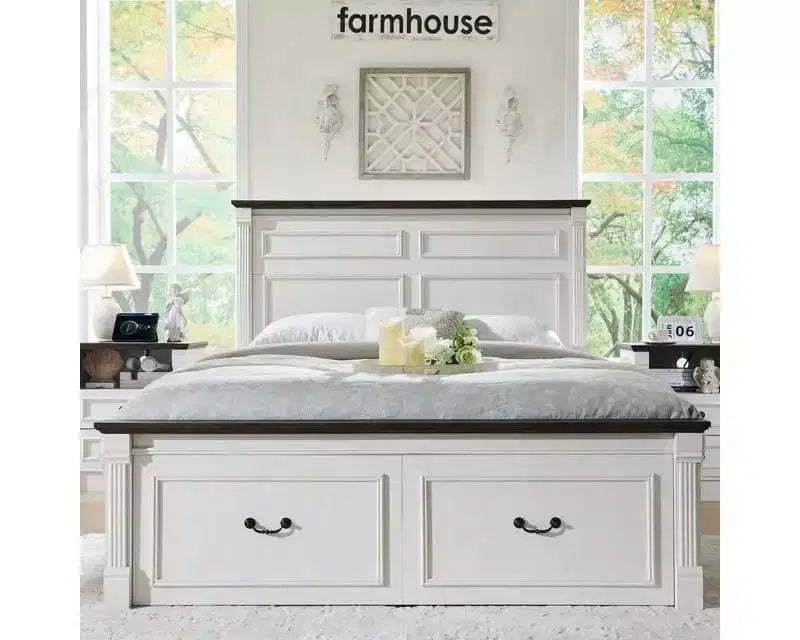 Mastgoal Full Size Bed Frame with 51 Tall Headboard, 20 Roman Footboard, 2 Large Storage Drawers, No Box Spring Needed