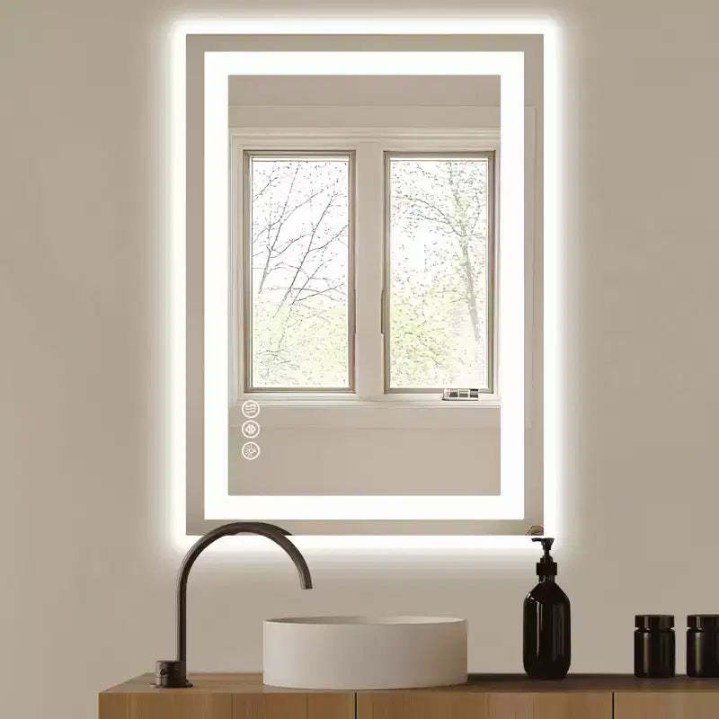 MAYEERTY Bathroom Mirror Dual Light Source Three Lighting Modes