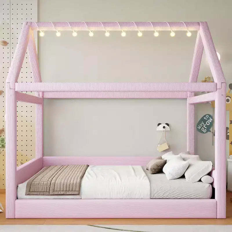Merax Full Size Upholstered House Daybed with LED Light Strips