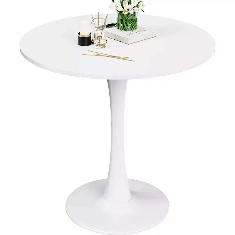 PexFix 31.5 Modern Round Dining Tulip Table for 2-4 People White Wood Tabletop with Metal Pedestal Base for Kitchen Living Room