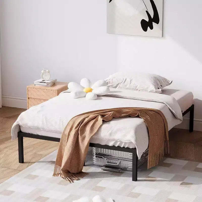 Acekool Full Size Metal Bed Frame, 16 Inch Tall Platform, Heavy Duty 1000 lbs Support, No Box Spring Needed, Storage Space, Sturdy Steel Slats, Black