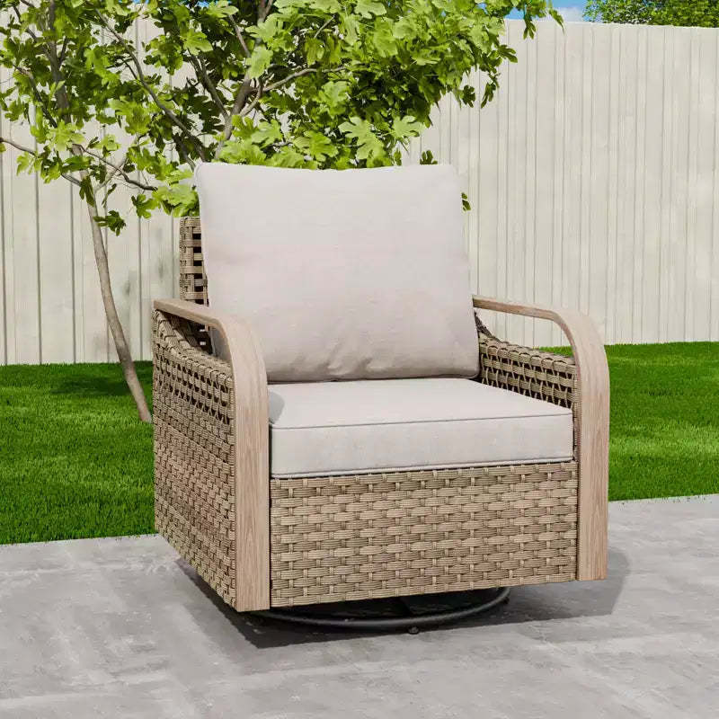 EAGLE PEAK Rocking Chair, Swivel Rocker, Rattan Patio Furniture, 1 Chair