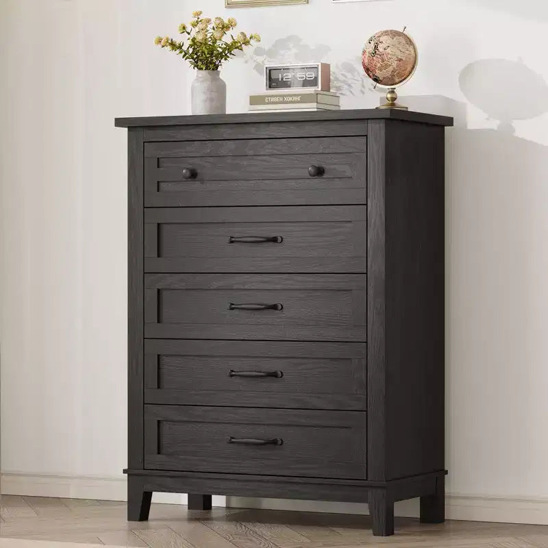 Garvee 5 Dresser for Bedroom, 41.3 Tall Vertical Drawer Dresser with Storage Chest, Freestanding Wooden Closet Chest for Living Room, Bedroom
