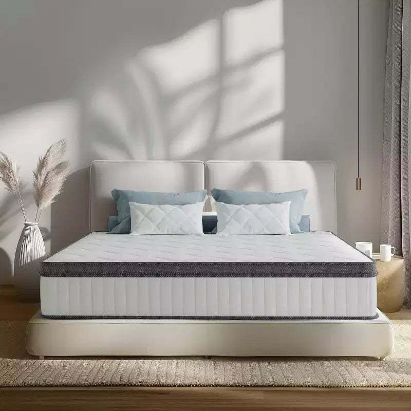 Swedrea Hybrid Mattress Breathable Medium Cooling Memory Foam Bed-in-a-Box White