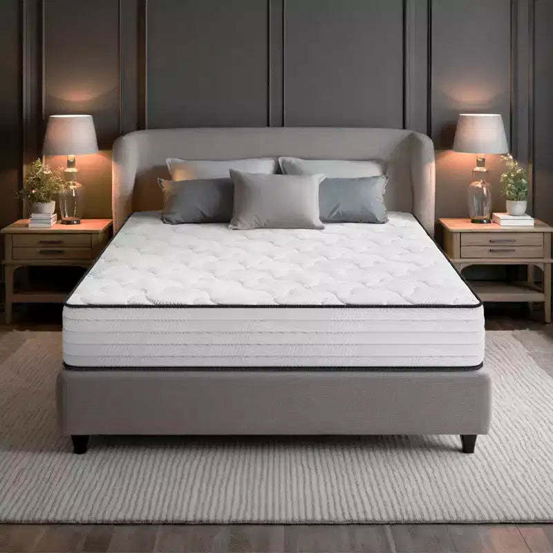 Swedrea Hybrid Mattress Breathable Medium Cooling Memory Foam Bed-in-a-Box White