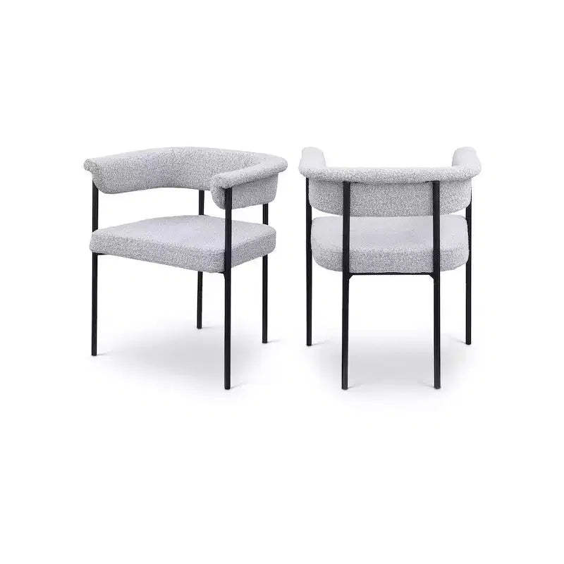 Meridian Furniture,Malin Grey Boucle Fabric Dining Chair, Set of 2
