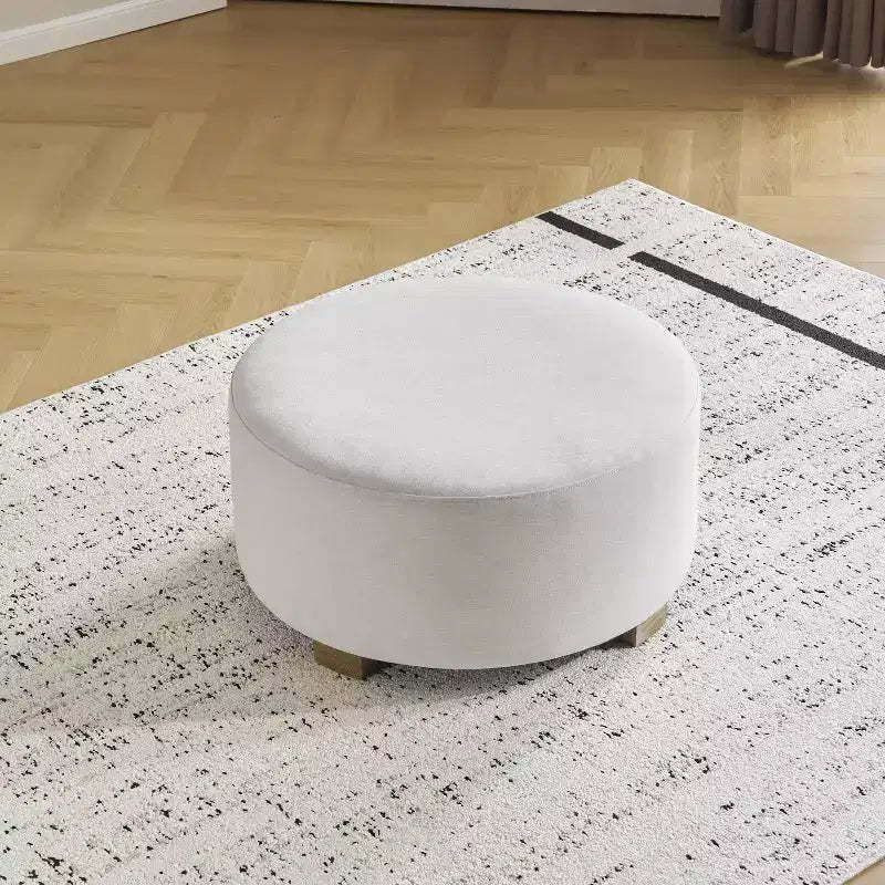 Christopher Knight Home Elsu Modern Rubberwood Upholstered Round Ottoman