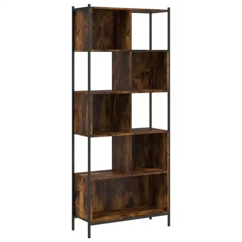 vidaXL Bookcase Standing Bookshelf for Office Living Room Engineered Wood - Smoked Oak