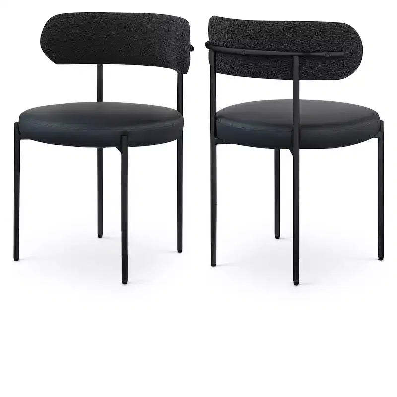 Meridian Furniture,Beacon Vegan Leather and Boucle Fabric Dining Chair, Set of 2