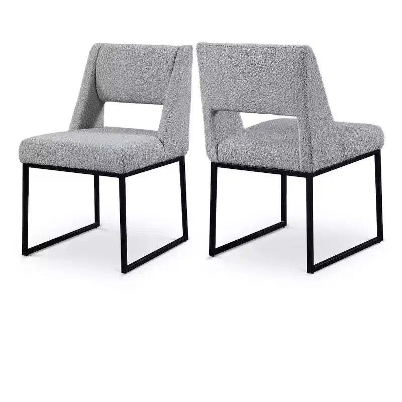 Meridian Furniture,Jayce Grey Boucle Fabric Dining Chair, Set of 2
