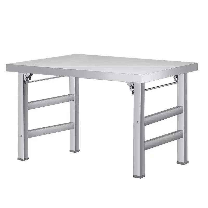 Stainless Steel Folding Table - 520 LBS Commercial Foldable Prep Table, Open Base Worktable with Adjustable Undershelf and Feet