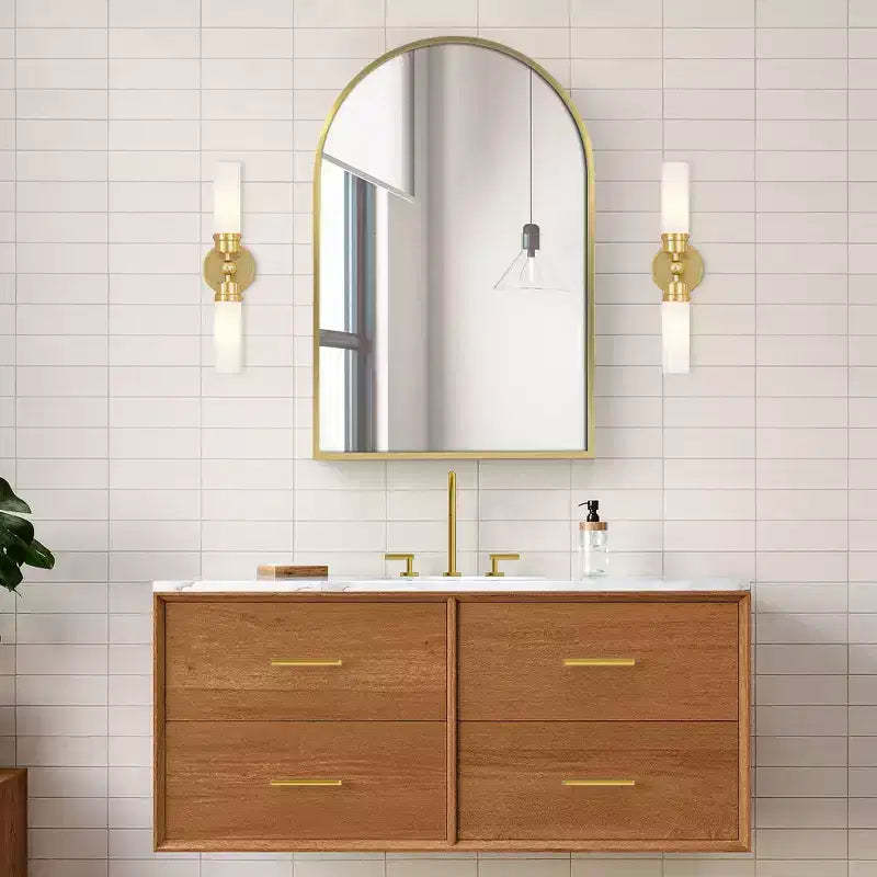 36 x 24 Inch Gold Arched Bathroom Medicine Cabinet With Mirror