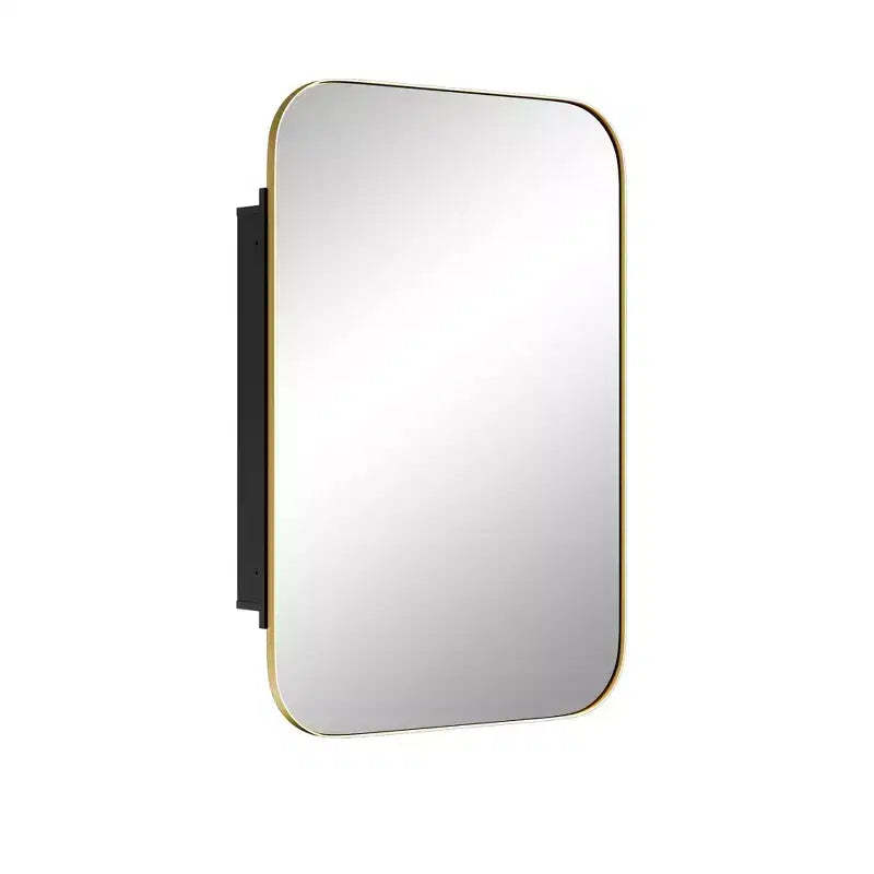 24 * 16 Inch Gold Rectangular Bathroom Medicine Cabinet With Mirror