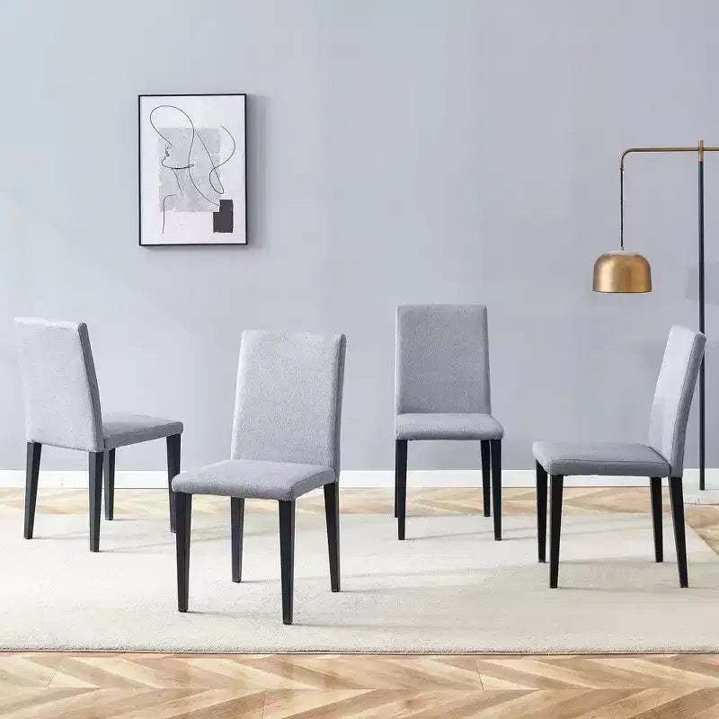 Set of 4 Dining Chair Dinner Chair Armless Chairs with Padded Seat, Black/Light Gray - Modernluxe
