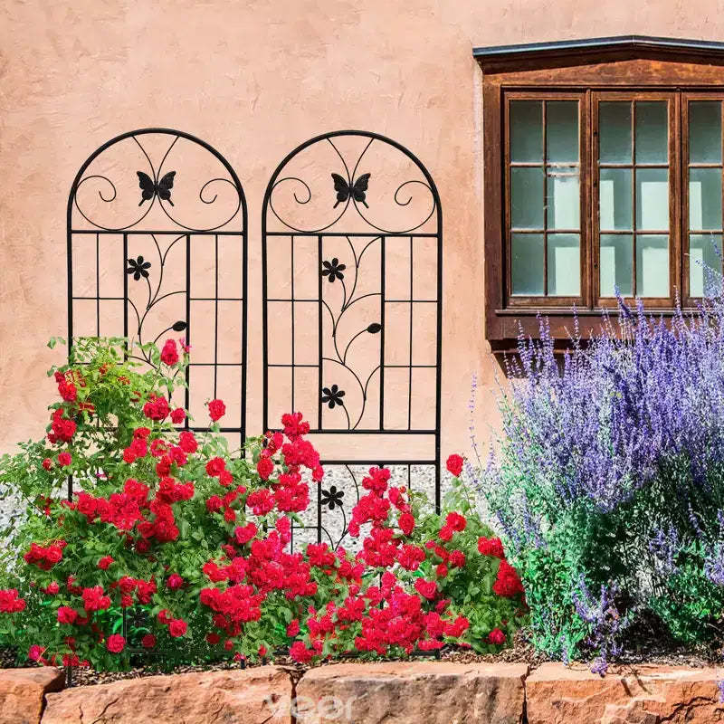 MAYEERTY 2-Pack 71x19.7in Metal Garden Trellis - Rustproof, Black, for Outdoor Climbing Plants & Flowers