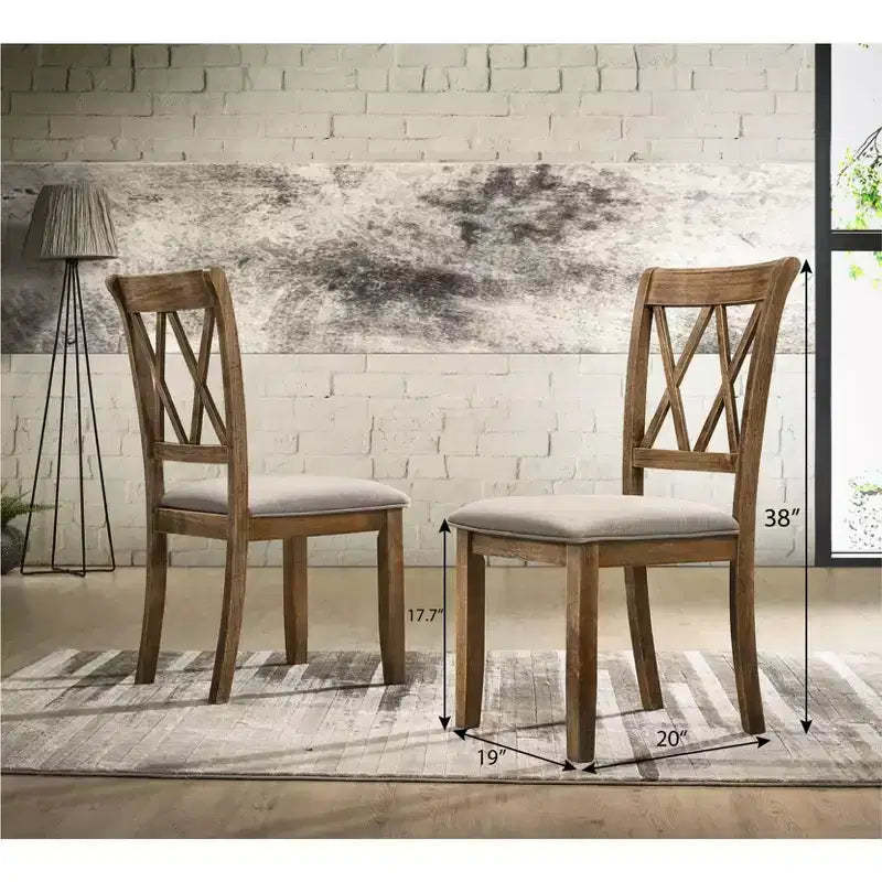 Okak Mid-Century Fabric Upholstered Dining Chairs Set of 2, Solid Wood Kitchen Side Chairs with Unique Back for Dining/Living Room