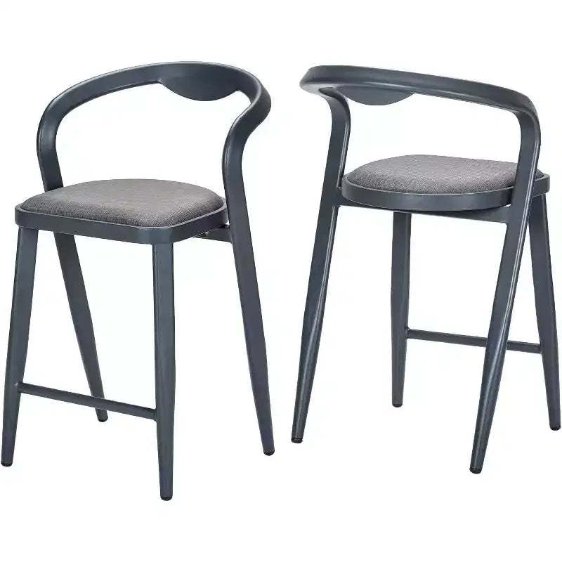 Acekool 2-Pack Metal Bar Stools - Blue Counter Height with Back Support