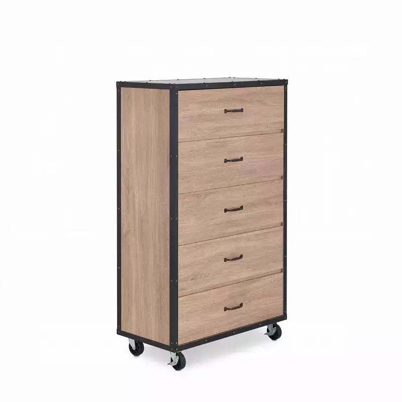 Okak 5-Drawer Wooden Dresser Modern Storage Chest Versatile for Bedroom/Office