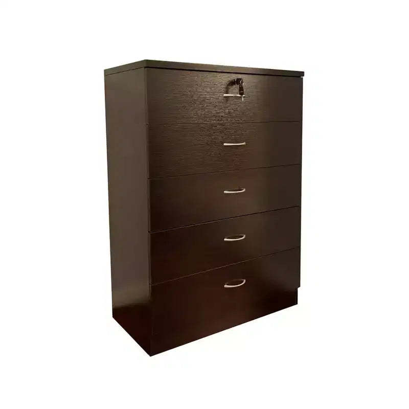 Okak Sleek 5-Drawer Dresser Modern Storage Cabinet with Silent Metal Drawer Slides, Metal Handle Locking Top for Clothes