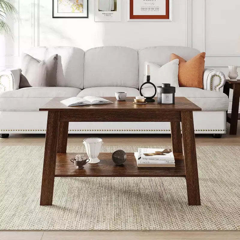 31.5 Modern Industrial Coffee Table with 2-Tier Storage MDF & Particle Board, Compact & Durable, Easy Assembly for Apartments & Offices