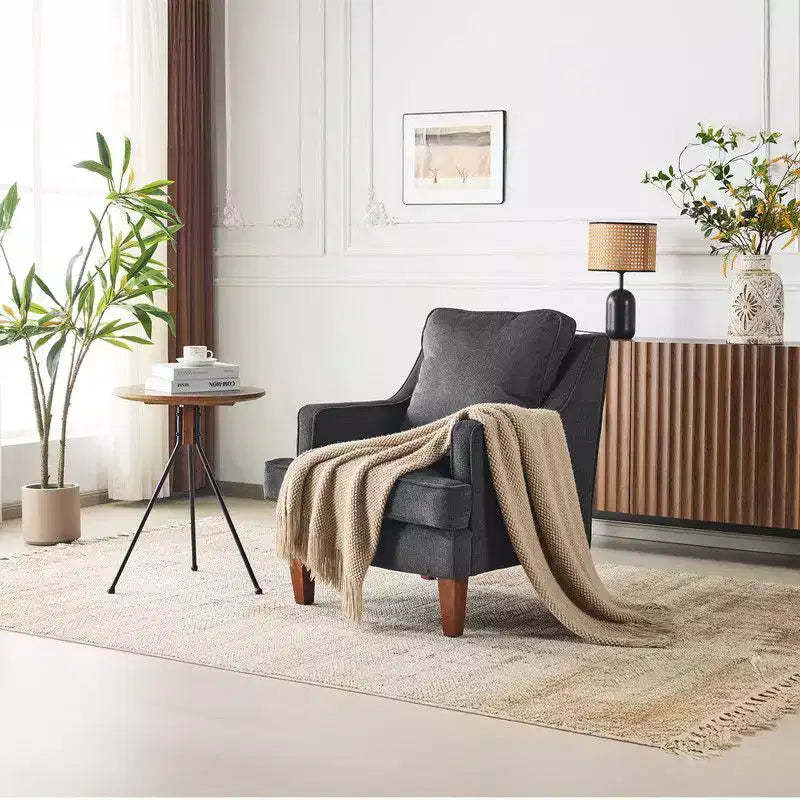 Karl Home |29 inch Wide T-Cushion Polyester Solid Wood Accent Chair